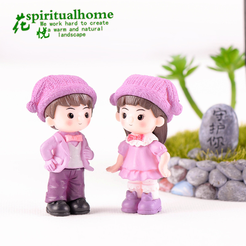 小丑帽情侣苔藓微景观钥匙扣