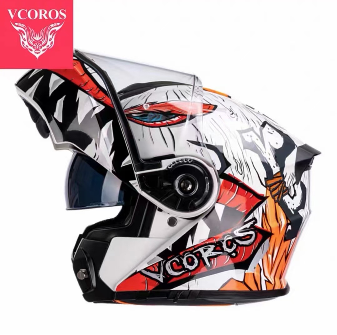 VCOROS揭面盔摩托车头盔四季男女机车 骑行大头围全盔摩旅防雾