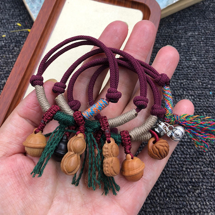 小红书同款国风桃木铃铛花生手链纯事事如意闺蜜手链成人情侣藏式