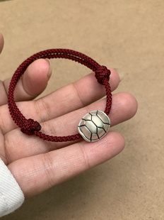 足银999龟甲富甲一方手工手绳男女款珠红绳本命年情侣礼物送男友