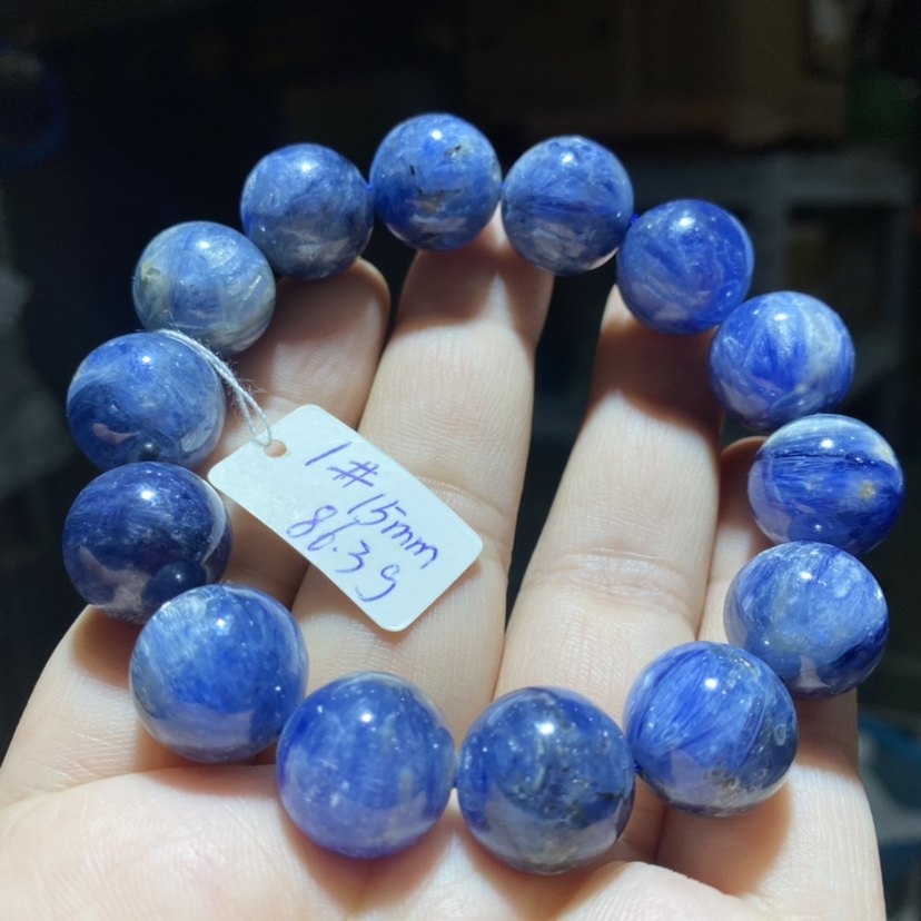 天然水晶手链蓝晶石油画风蓝色水手链