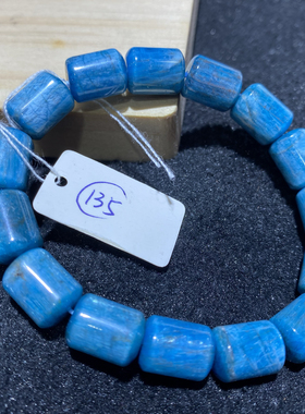 天然蓝磷灰石水晶桶珠转运珠路路通单圈男女款时尚休闲手链物一图