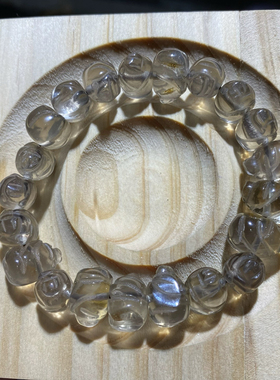 天然水晶茶晶手链情侣款时尚柠檬黄一物一图小猪单圈手串