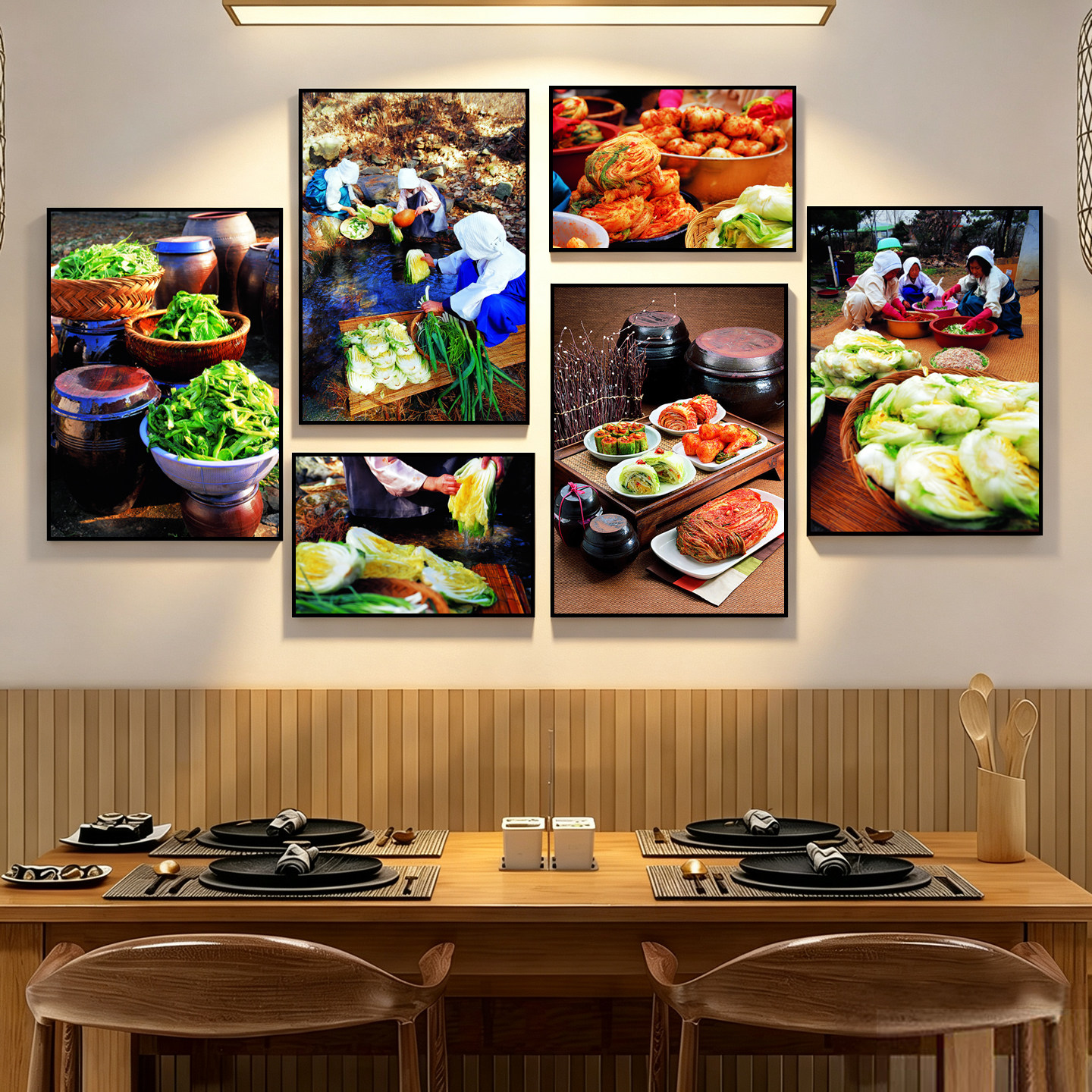 韩国泡菜美食装饰画朝鲜族料理店泡菜馆风俗小吃挂画韩式餐馆壁画