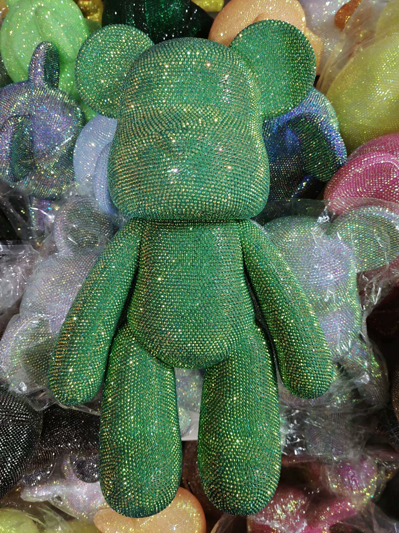 果冻深绿色贴钻大号53厘米满钻熊 果冻钻 送女朋友闺蜜暴力熊粘钻