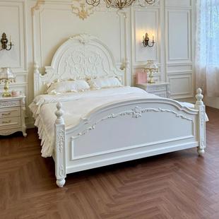 現(xiàn)代輕奢風(fēng)實(shí)木雕花公主床輕復(fù)古象牙白奶油風(fēng)雙人實(shí)木大床 法式