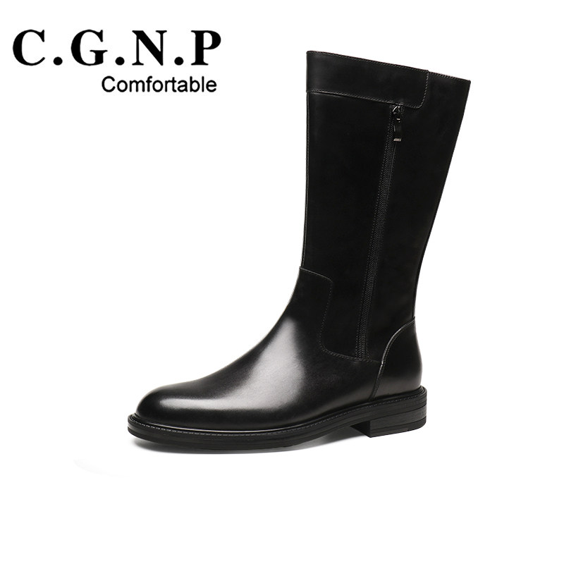 冬季韩版潮流高筒马丁靴男靴子男士英伦长靴真皮马靴长筒靴机车靴