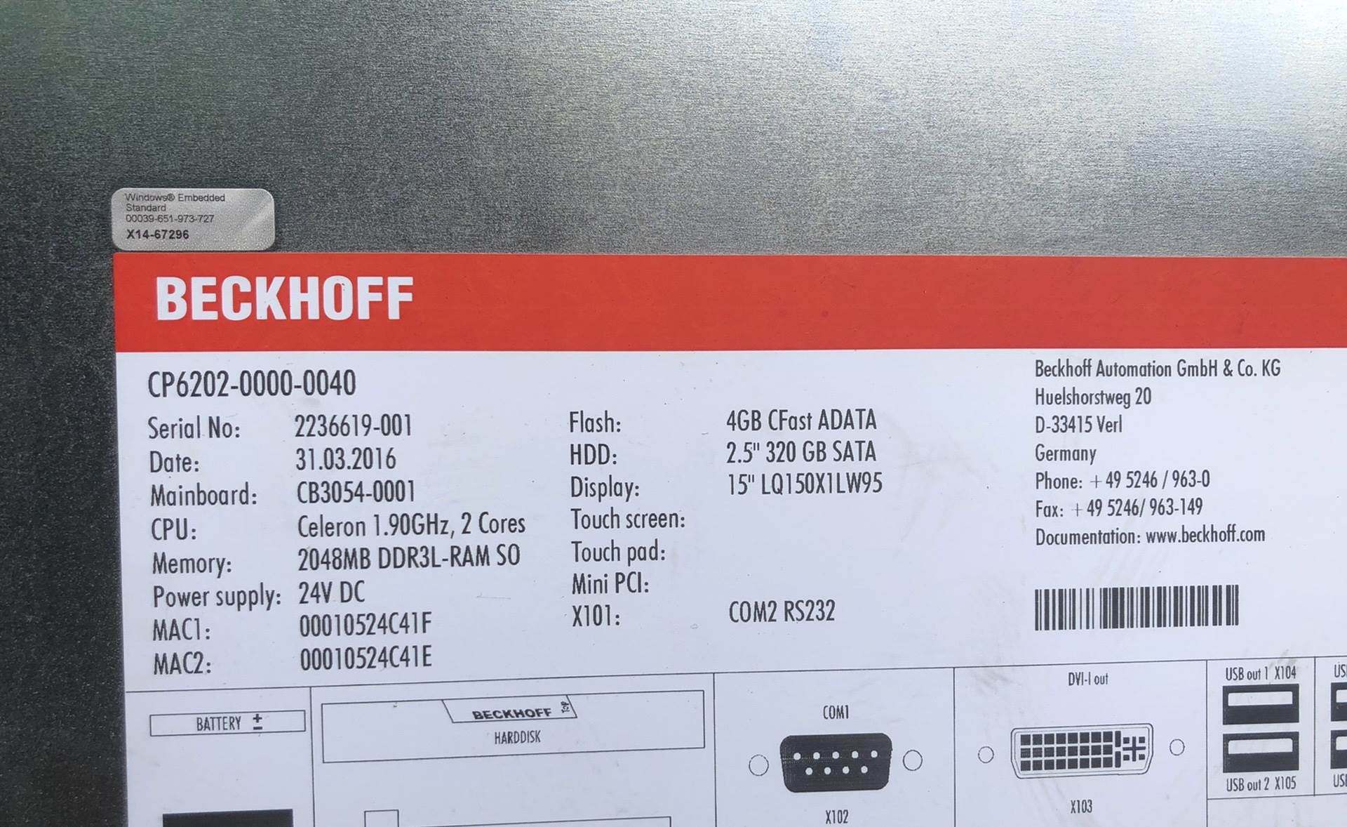 德国倍福beckhoff cp794&times;全新原装正品现货询价