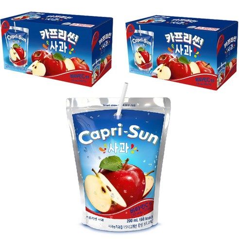 韩国果倍爽Capri-Sun橙子苹果混合水果果汁200ml袋装饮料欧阳娜娜