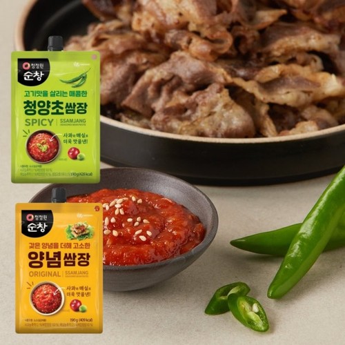 韩国进口清净园烤肉蘸酱青阳辣椒酱包饭拌饭原味酱料190g/袋
