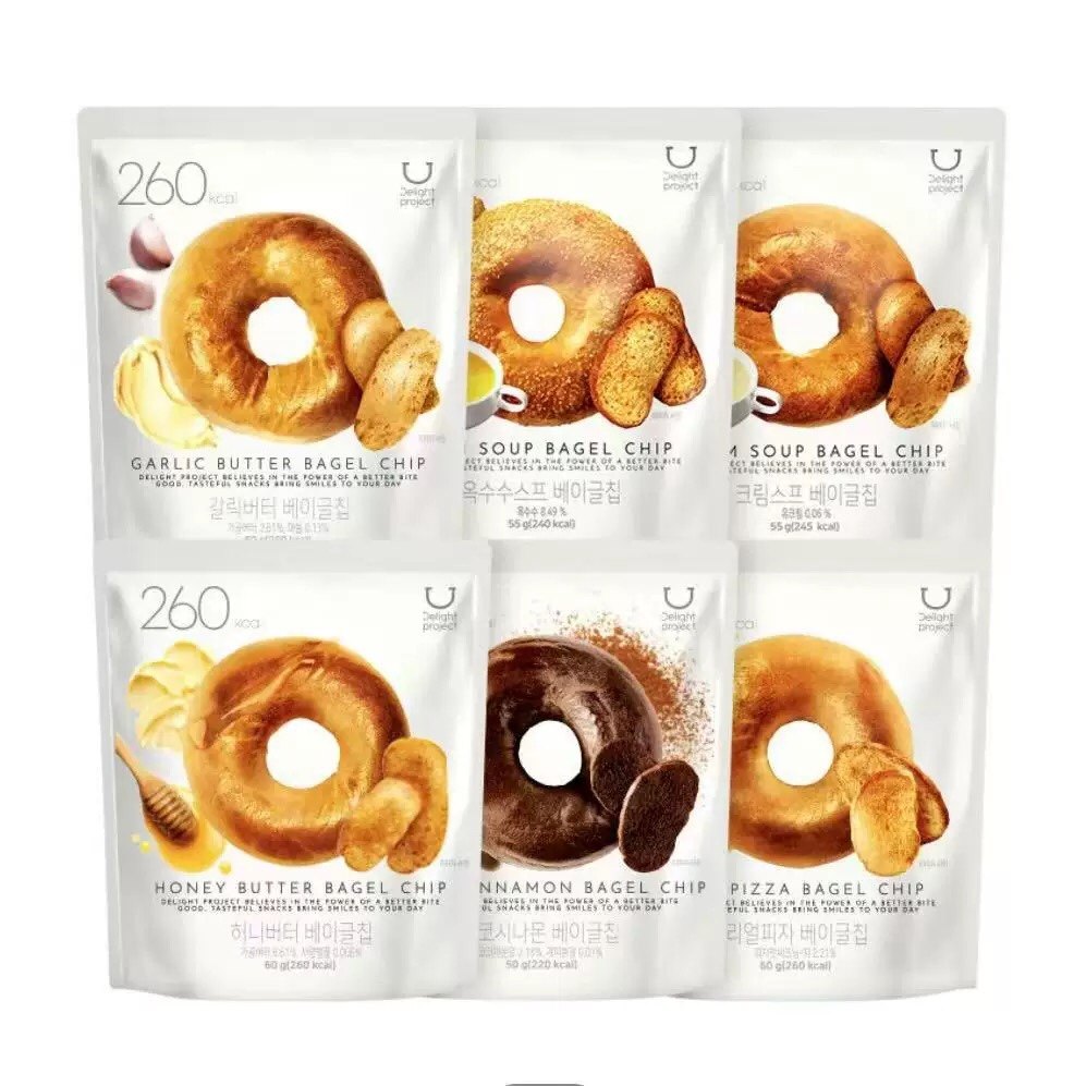 韩国零食oliveyoung联名贝果干低卡薄脆片碱水结蒜香贝果片