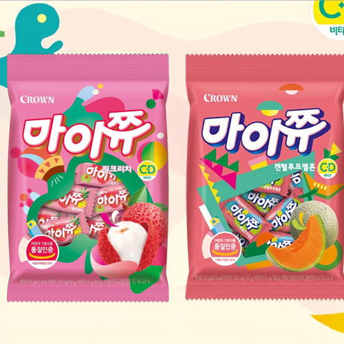韩国进口可拉奥Crown酸甜水果味软糖荔枝哈密瓜味软糖100g