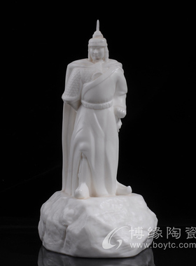 郑成功德化白瓷陶瓷摆件厦门鼓浪屿款雕像客厅办公室家居装饰摆件