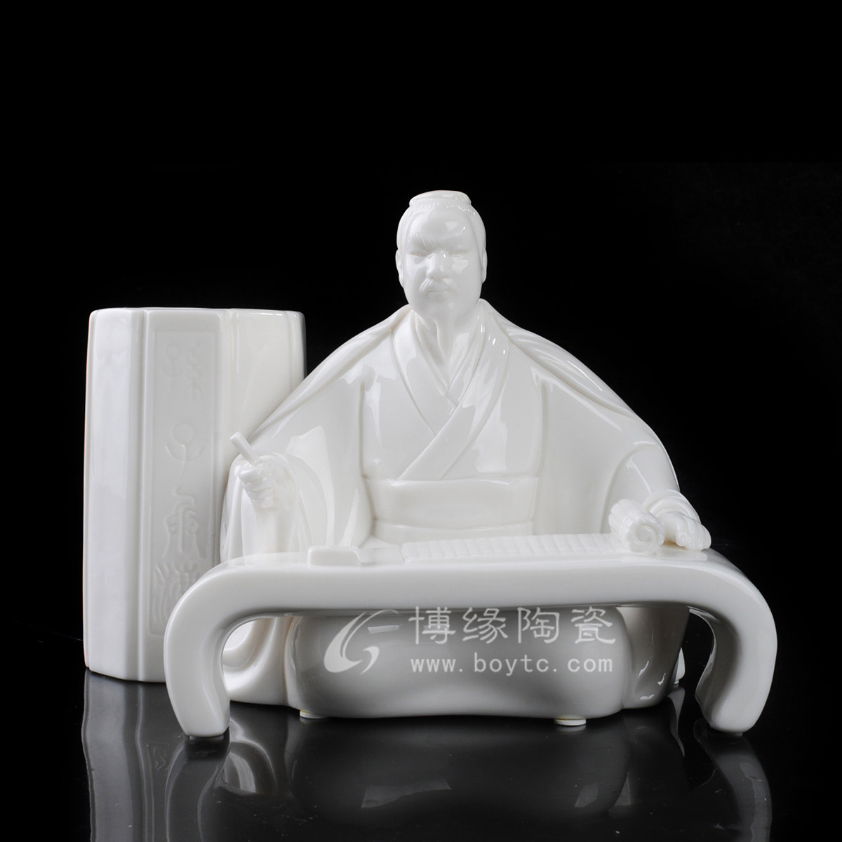 孙子笔筒德化陶瓷文房用品办公室书房个性笔筒名家大师礼品摆件