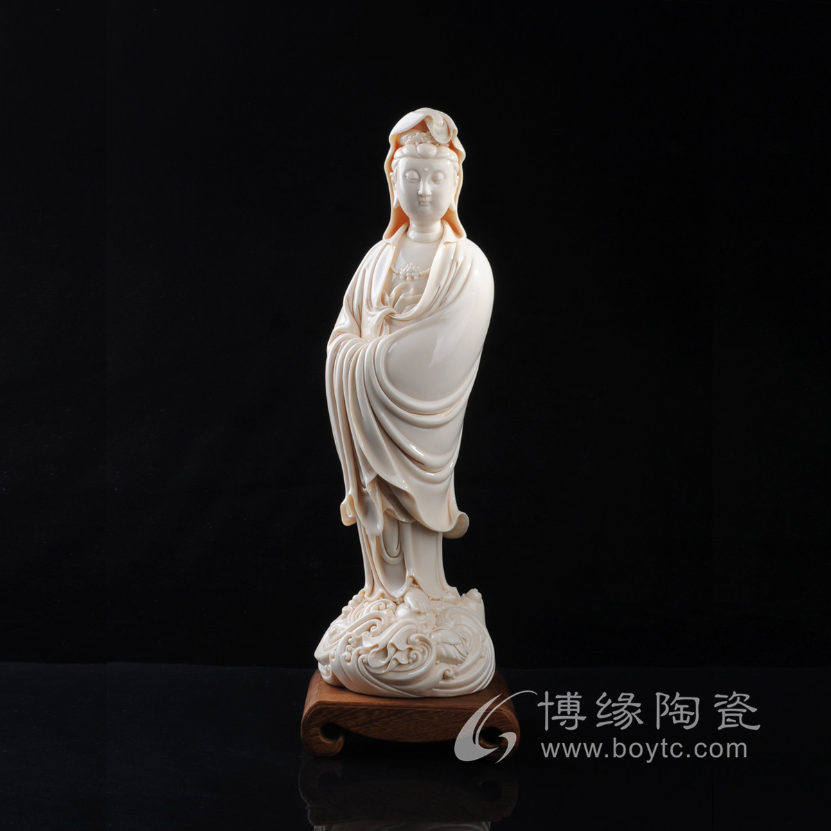 渡海观音德化陶瓷张祥琦大师名家收藏观音家居佛像摆件办公室桌面