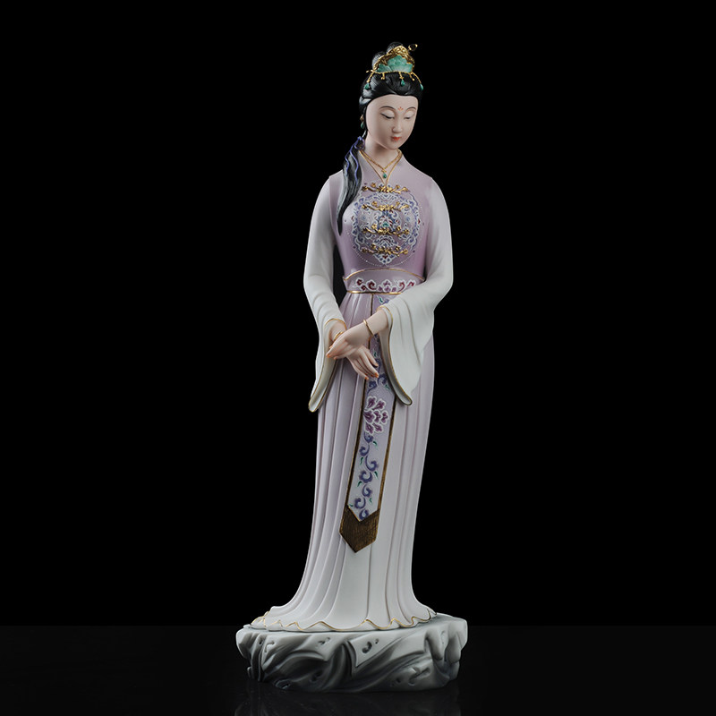 汉风德化陶瓷白瓷仕女汉服汉代古典风格美女人物家居客厅装饰摆件