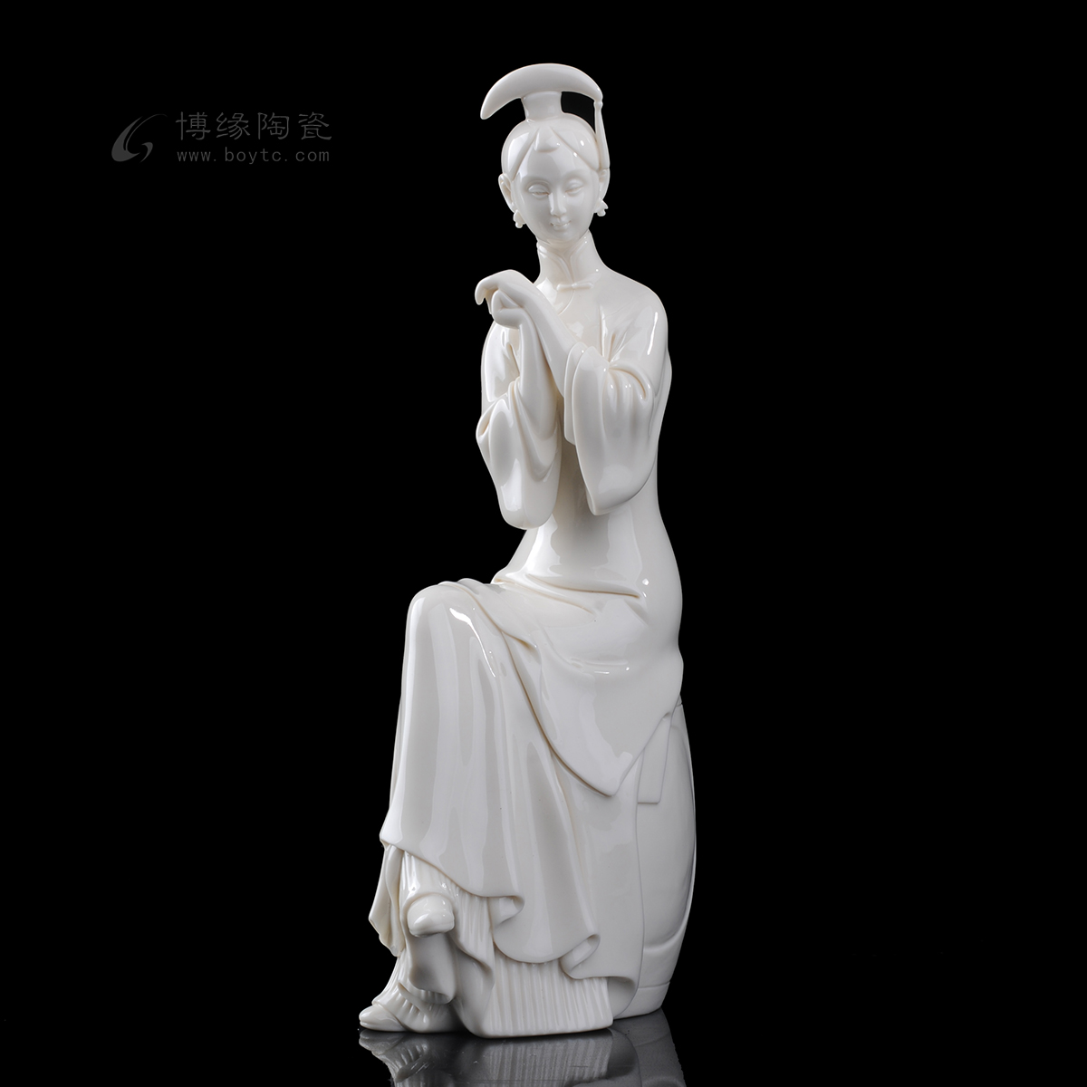 趣 德化白瓷古典仕女美女人物雕塑工艺品客厅家居礼品摆件