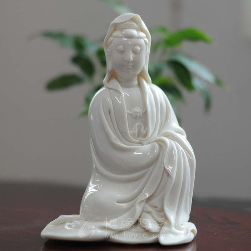 德化陶瓷观音菩萨佛像办公客厅佛堂宗教供奉工艺品摆件 白衣观音
