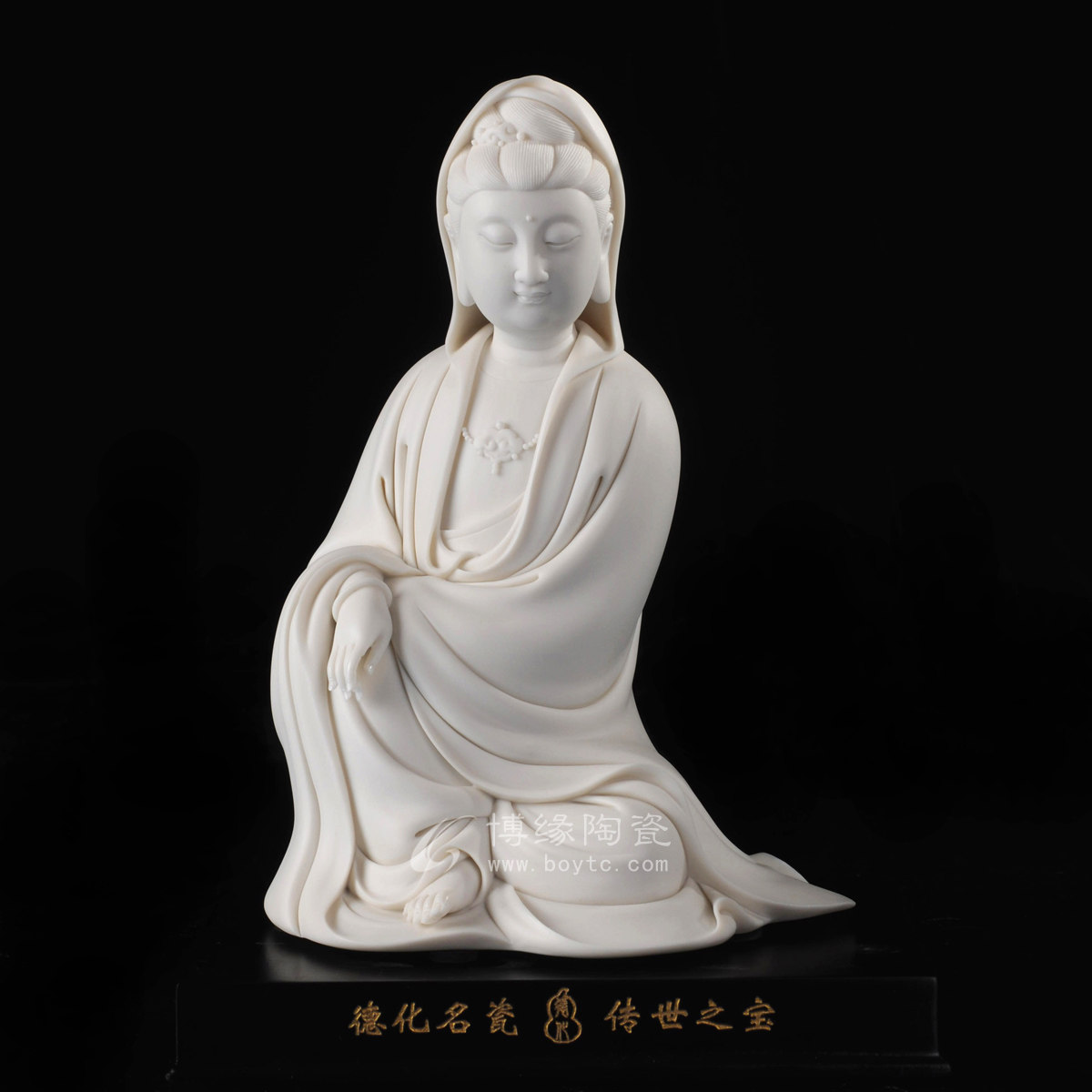 披坐观音德化白瓷观世音菩萨家居办公禅茶空间佛堂供奉工艺品摆件