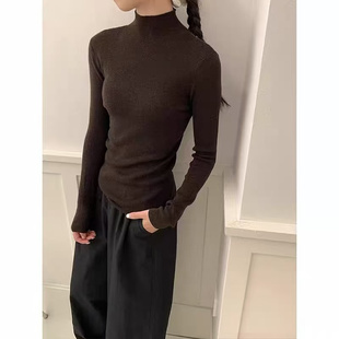 6541半高领软糯羊毛针织衫女款秋冬打底衫修身气质毛衣套头百搭