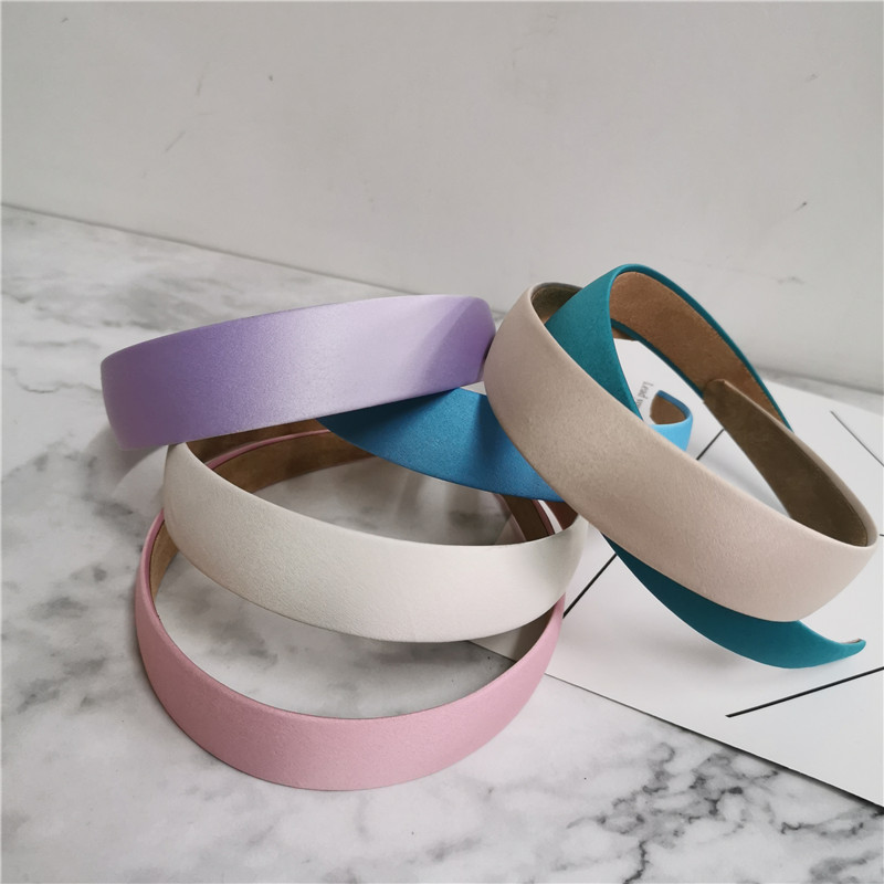 chic风网缎面宽边纯色布艺发箍