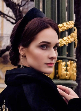 欧美2025年新款英国复古皇冠发卡头箍嘟嘟王朝丝绒三角发箍女饰品