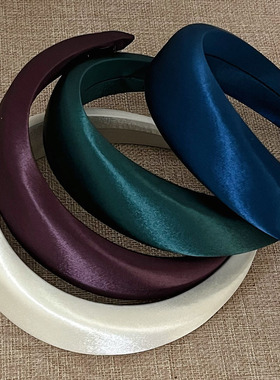 高级感蓝色绿色缎面发箍简约高颅顶显白多色头箍高级感发卡