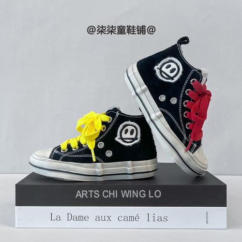 官网儿童真皮高帮运动鞋高帮板鞋