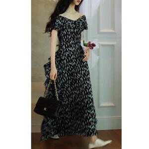 无有无印气场十足 大女人 礼服级浪漫郁金香露背长款连衣裙24291