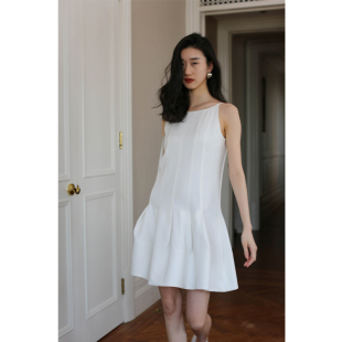 无有无印白色醋酸舒适透气短款 连衣裙24025 蓬蓬裙无袖