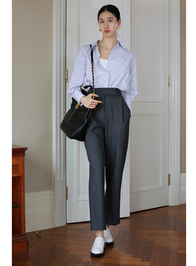 无有无印有范儿深灰高腰显瘦加厚宽松百搭裤子休闲裤锥形裤21187