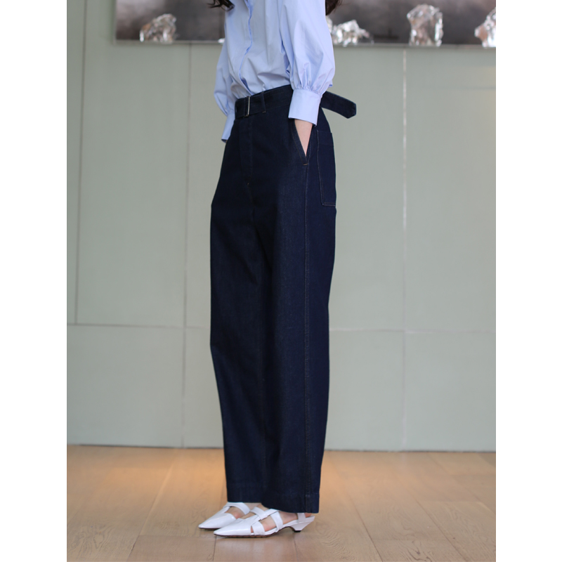 无有无印深蓝优雅帅气女士裤子