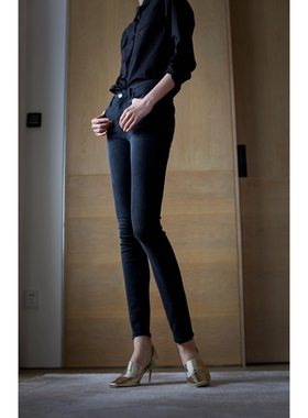 无有无印黑色弹力高腰显瘦修身显腿长百搭铅笔牛仔裤21173