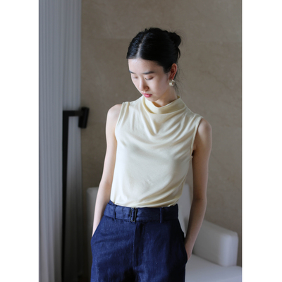 天丝材质柔软透气高弹半高领