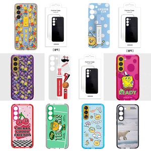 韩国三星官方正品 适用S23/S23+ 卡通防摔手机壳 宝可梦/辛普森/Kakao春植支架背板 透明硬边框壳