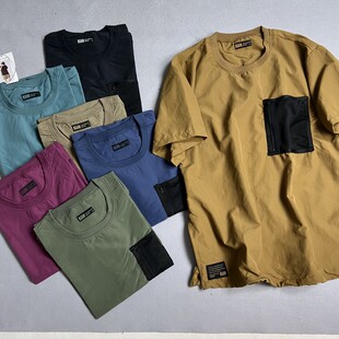 日单夏男女户外机能运动速干短袖T恤可收纳侧拉链休闲