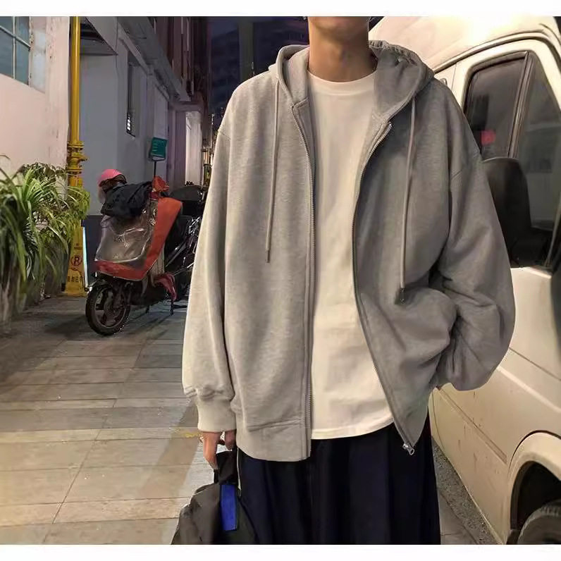 休闲卫衣男秋冬季韩版潮流学生拉链外套宽松运动上衣港风连帽开衫