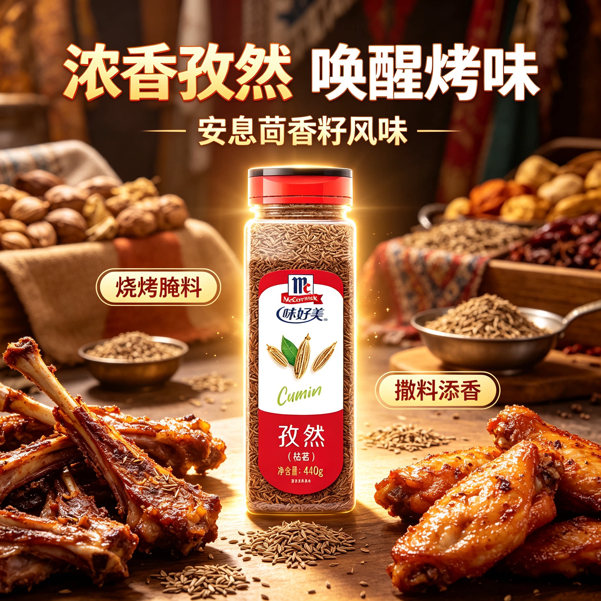 味好美孜然粒440g 安息茴香籽 新疆小吃烧烤牛羊排烤翅腌料撒料