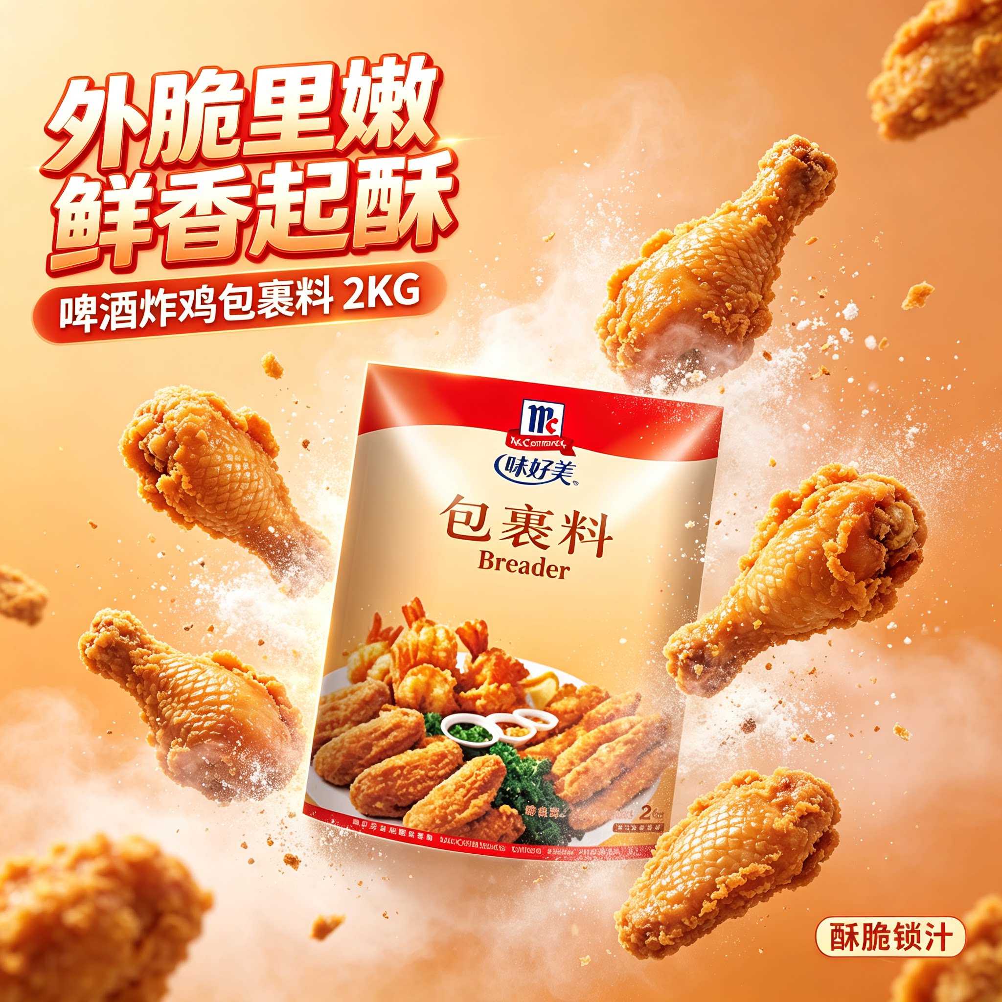 味好美包裹粉啤酒炸鸡包裹料2KG外脆里嫩鲜香诱人可口起酥炸鸡粉