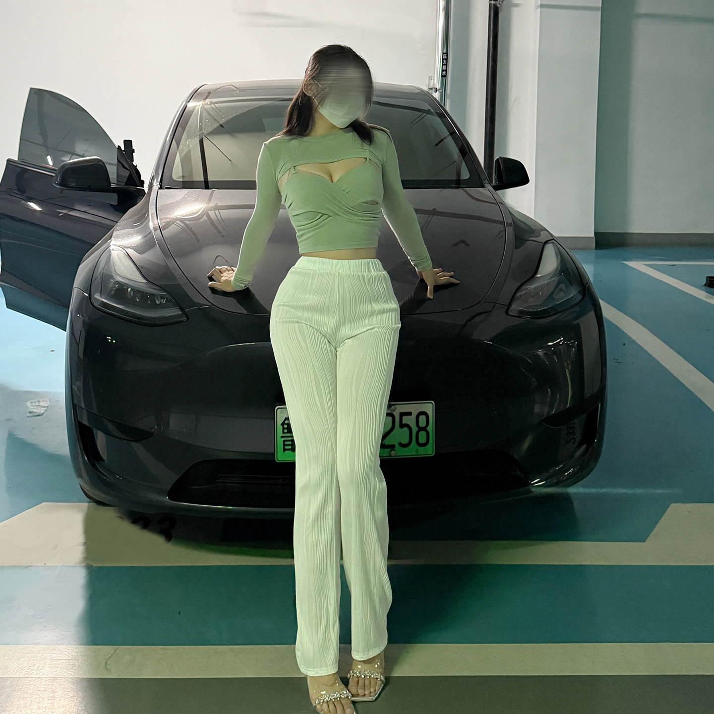 LianJie 入门版*微透视心机长裤女白色大码直筒裤高腰条纹休闲裤