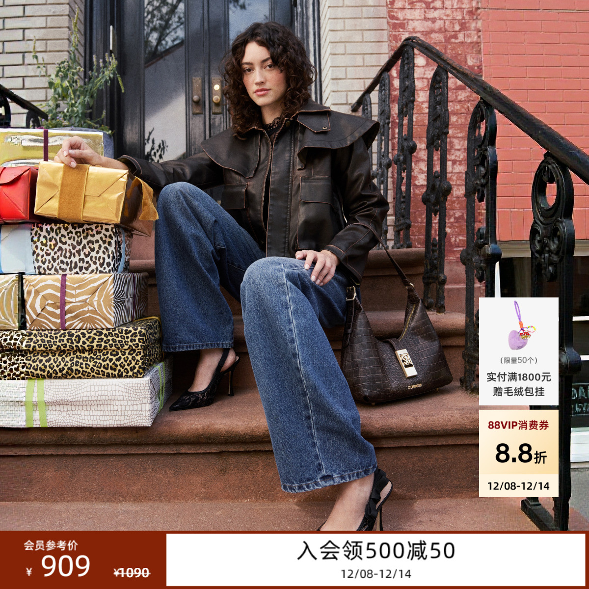 [吴宣仪同款]Steve Madden思美登ENSEMBLE焕新蝴蝶结露跟鞋小猫跟