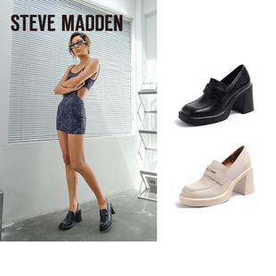 OUT 思美登秋冬新款 女FAR 舒适方头粗高跟乐福鞋 Steve Madden