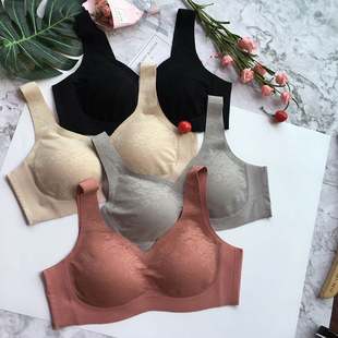 日系蕾丝无痕女内衣光面隐形排扣无钢圈聚拢睡眠文胸安心背心吊带