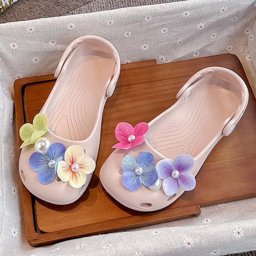 女童防滑芭蕾一脚蹬洞洞鞋夏季