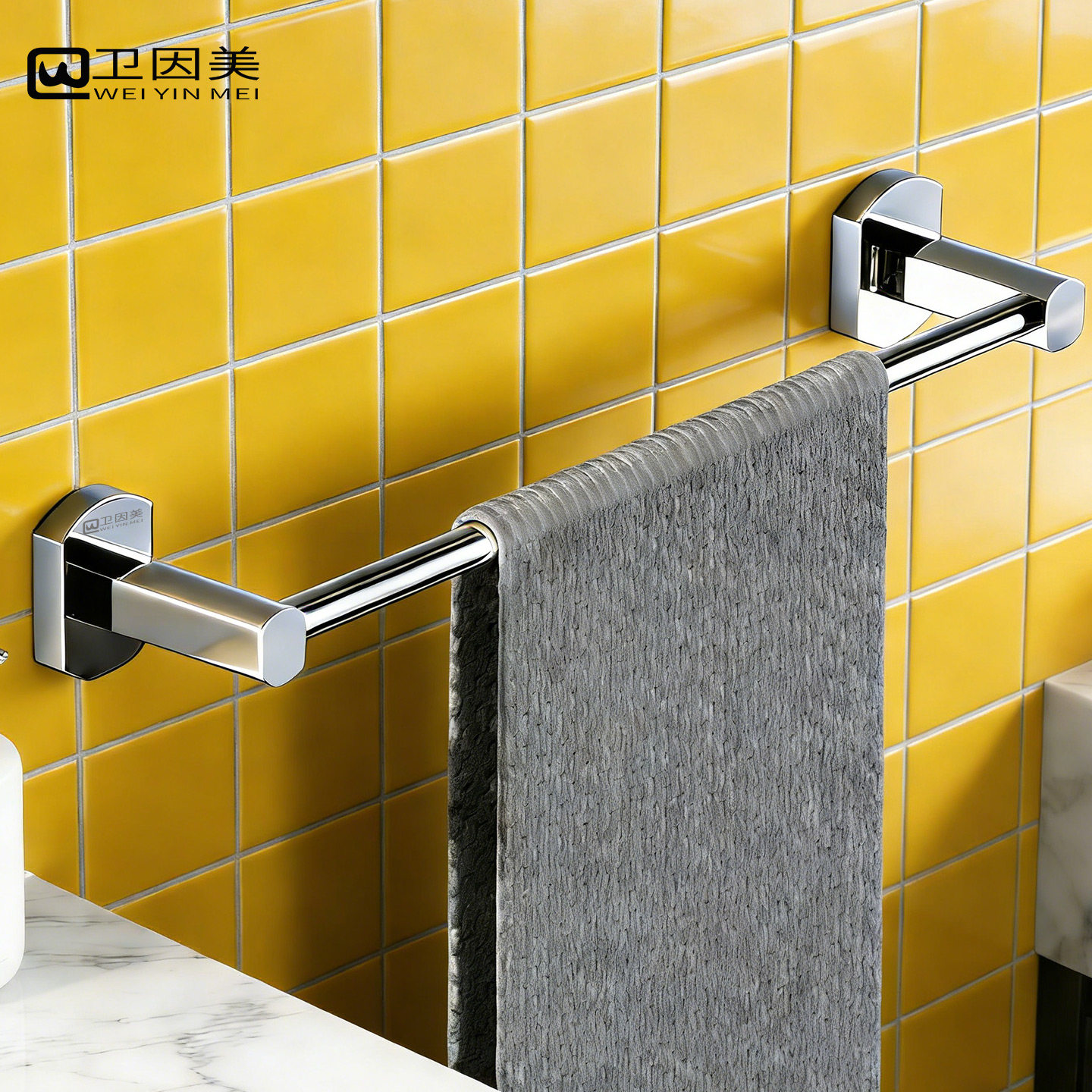 免打孔毛巾架全铜1米1.2毛巾杆单杆加长60卫生间70浴室挂件75cm80