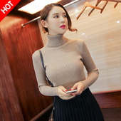 2024秋冬新款 长袖 修身 黑色打底高领毛衣女内搭外穿洋气上衣针织衫