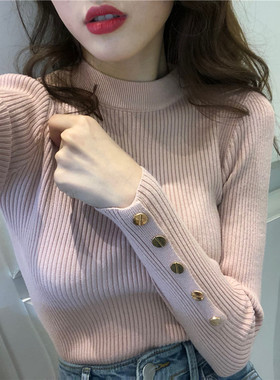 秋冬2024新款韩版长袖内搭针织打底衫百搭紧身上衣高领洋气女装潮