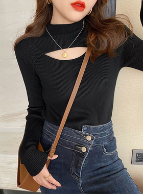 半高领毛衣女秋冬季2025年新款设计感小众洋气加厚风衣内搭打底衫