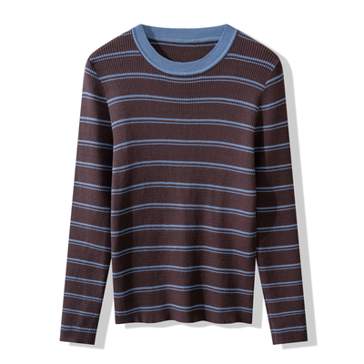 早秋装新款简约百搭条纹