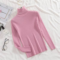 High-neck stretch long-sleeved knitted sweater, a new style for women's autumn and winter wear, a pullover and base layer top, a slim and versatile thin sweater thumbnail 5